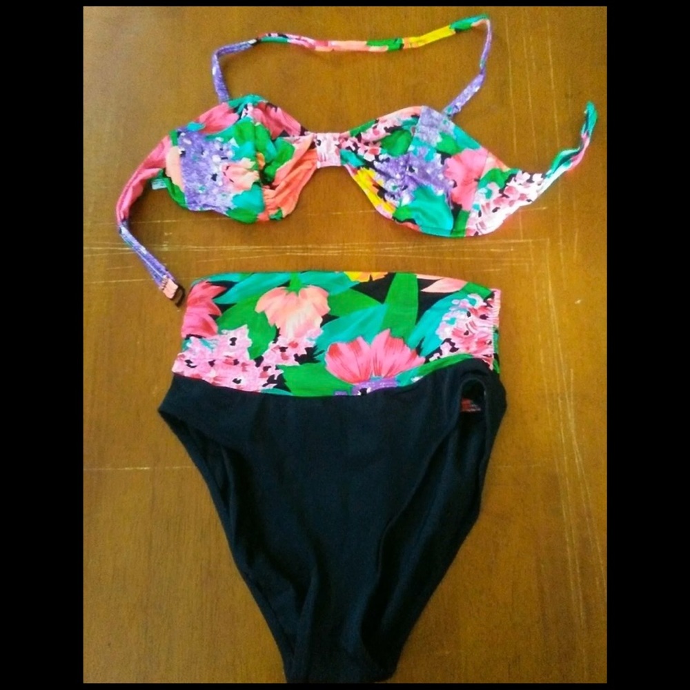 Vintage tropical high waisted bikini